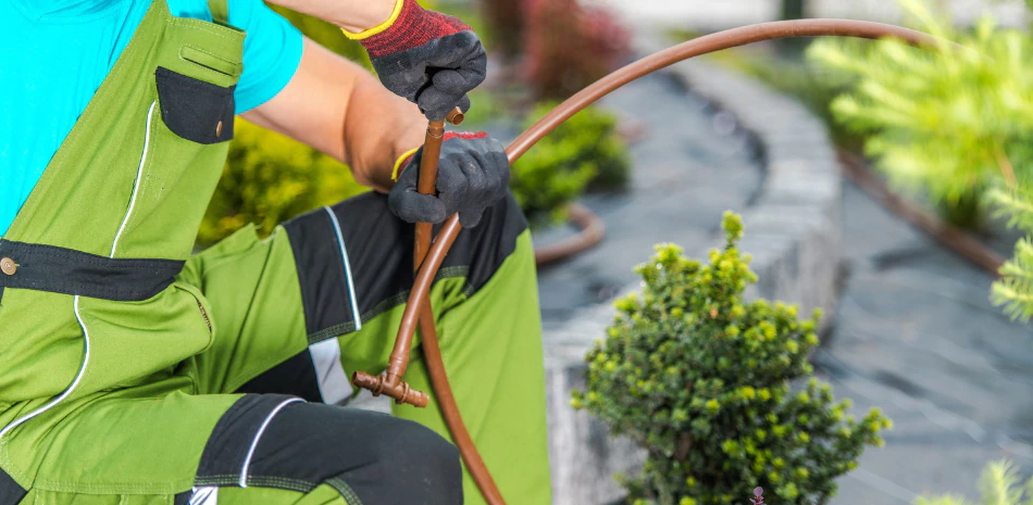a person assembling the irrigation system split hose